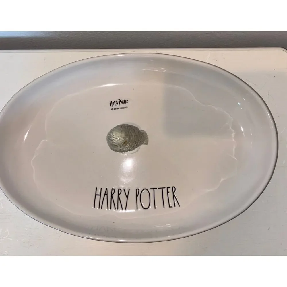 Rae Dunn Harry Potter Hedwig Ceramic Platter Serving Dish Plate Oval Owl NEW